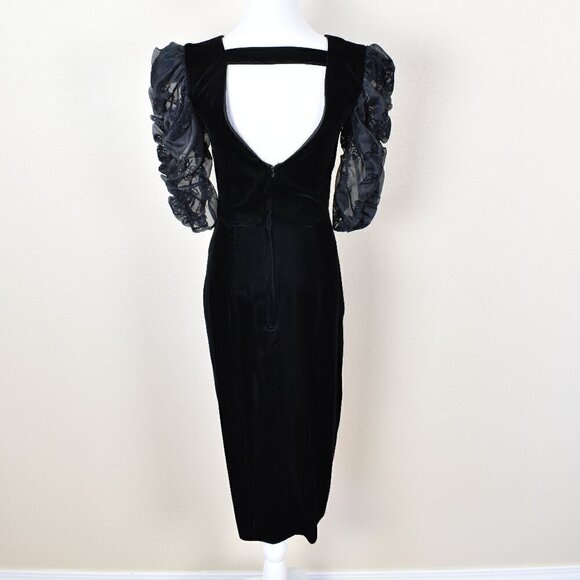 Vintage 80s 90s Black Velvet Dress - Picture 7 of 10